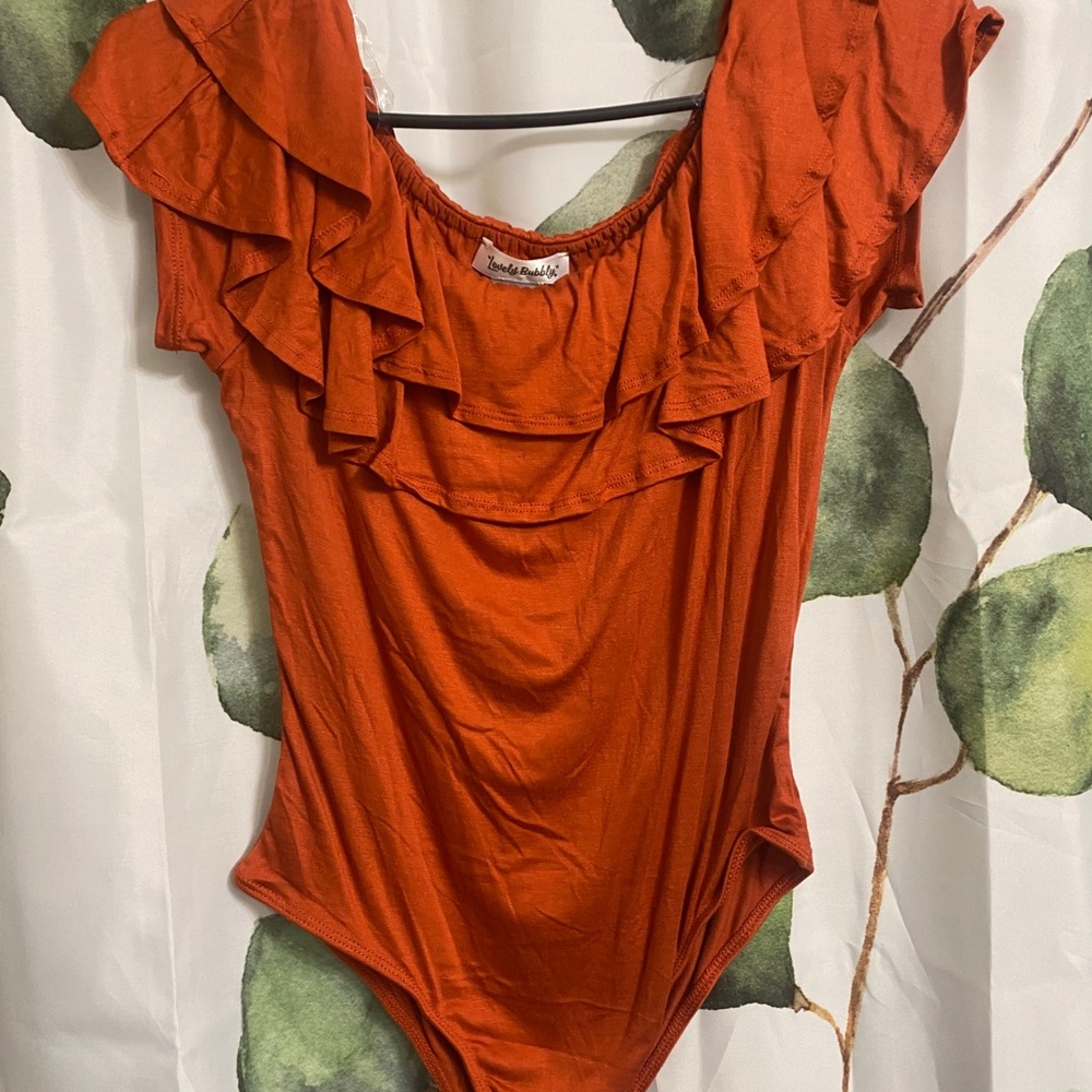 Orange off shoulder bodysuit